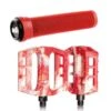 Pack DEMOLITION Pédales Trooper Rouge-blanc + Poignées ODI Longneck Rouge -Vélo Soldes Magasin pack demolition pedales trooper rouge blanc poignees odi longneck rouge