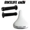 Pack Selle BIKELIFE Grippie Blanche+ Poignées ODI Longneck Std Noir -Vélo Soldes Magasin pack selle bikelife grippie blanche poignees odi longneck std noir