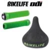 Pack Selle BIKELIFE Noir Logo Vert+ Poignées ODI Longneck Vert